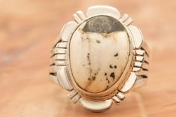 Genuine White Buffalo Turquoise Sterling Silver Ring